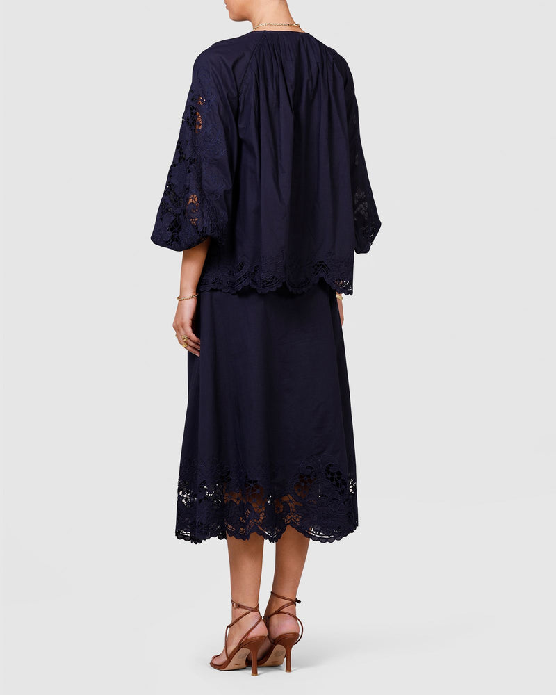 Renaissance Embroidery Blouse - French Navy