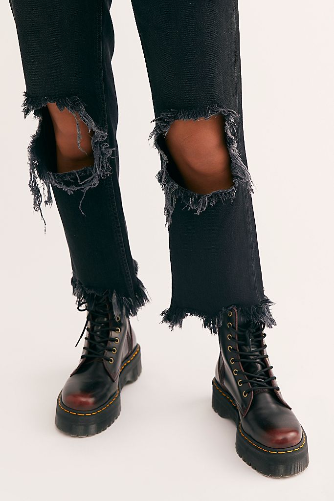 Maggie Mid Rise Straight-Leg Jeans - Washed Black