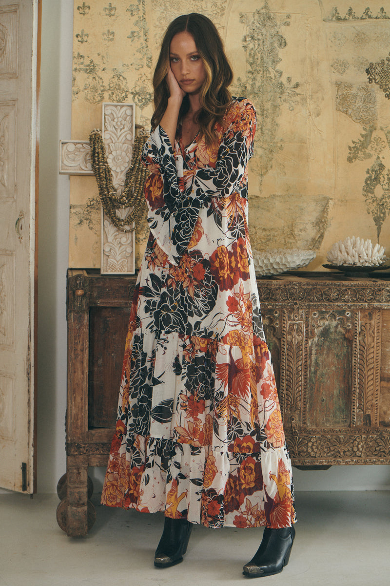 Free people mixed deals floral maxi dress