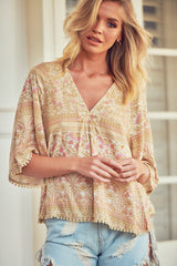 Gabriella Top - Sand Flower
