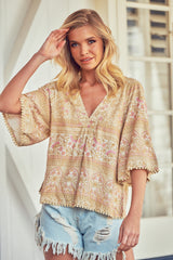 Gabriella Top - Sand Flower