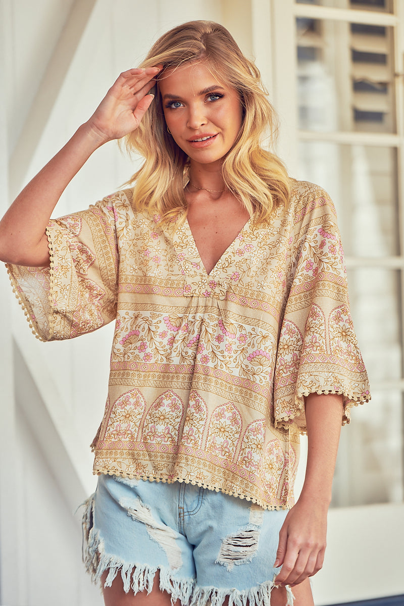 Gabriella Top - Sand Flower