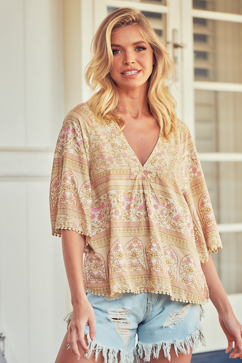Gabriella Top - Sand Flower