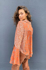 Serena Printed Blouse - Rust Combo