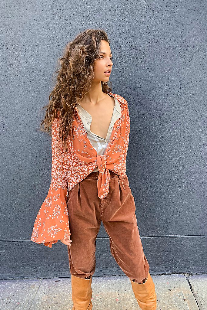 Serena Printed Blouse - Rust Combo