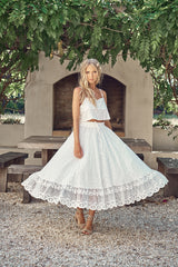 Jordyn Top & Vela Skirt Set  - Snow White Lace