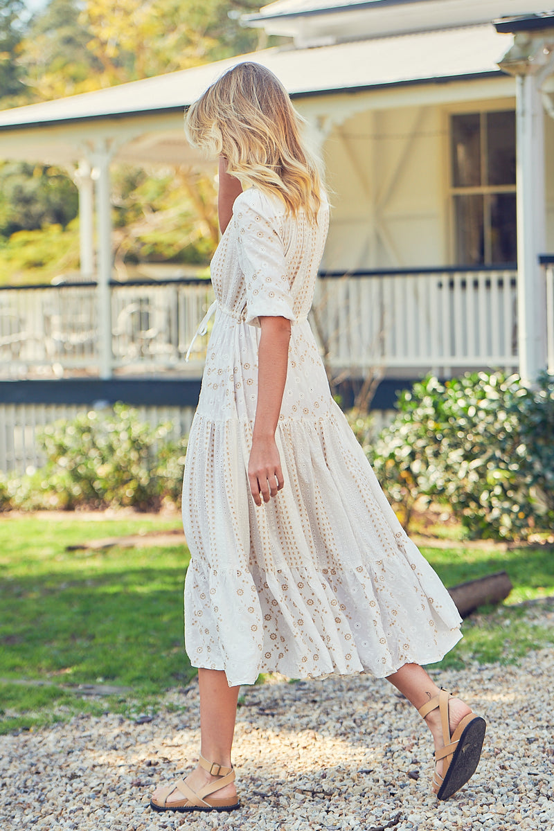 Tessa Maxi - White Embroidered