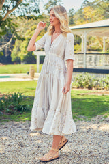 Tessa Maxi - White Embroidered