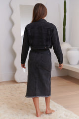 Western Midi Skirt - Charcoal