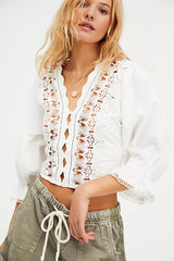 Louella Embroidered Top - White ~ Free People