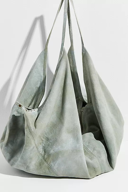 Sun Faded Suede Hobo Bag - Cactus
