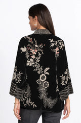 Valentina Cropped Velvet Kimono- Black ~ Johnny Was