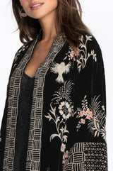 Valentina Cropped Velvet Kimono- Black ~ Johnny Was