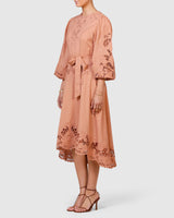 Renaissance Embroidery Midi Dress - French Rose